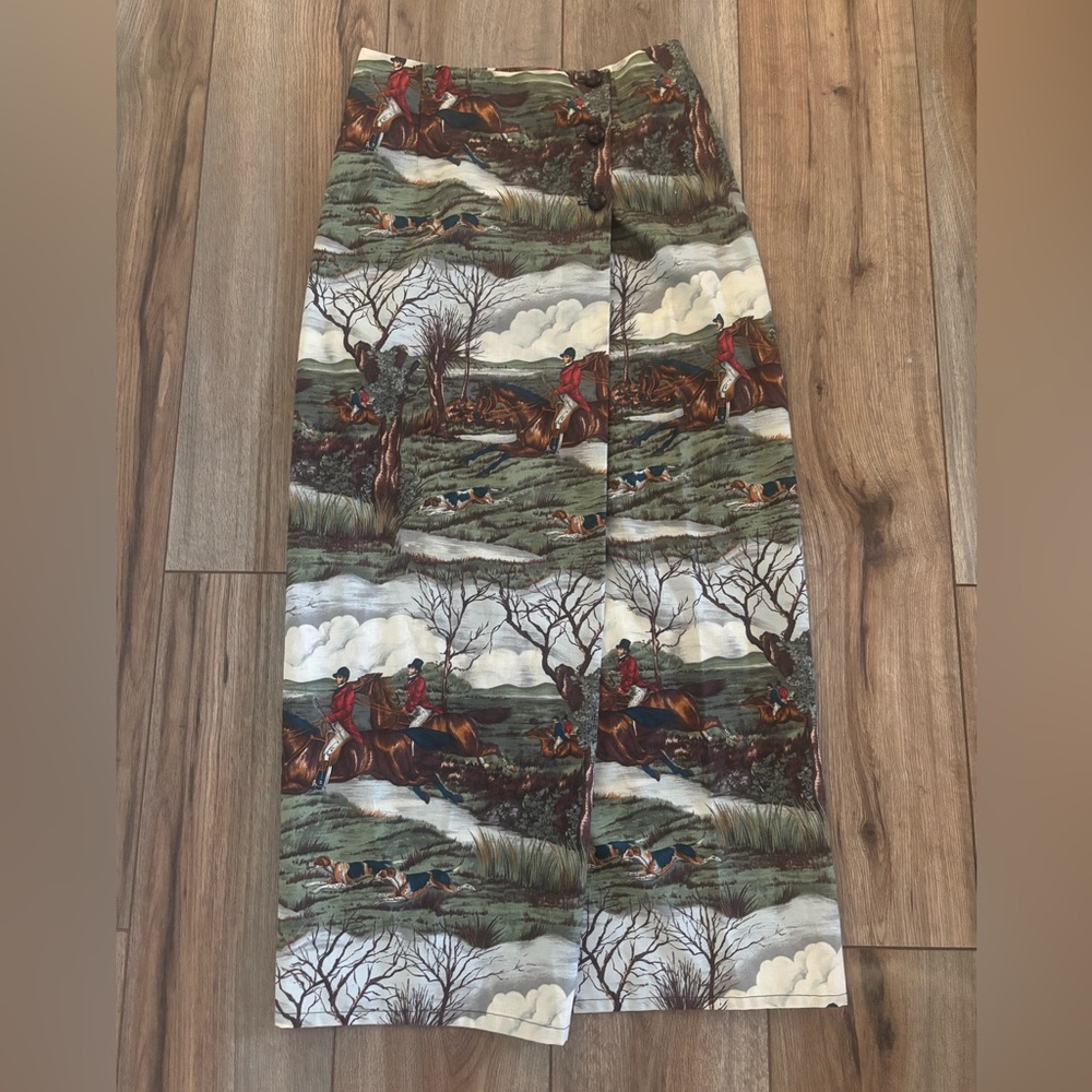 Vintage Scenic Print Maxi Skirt